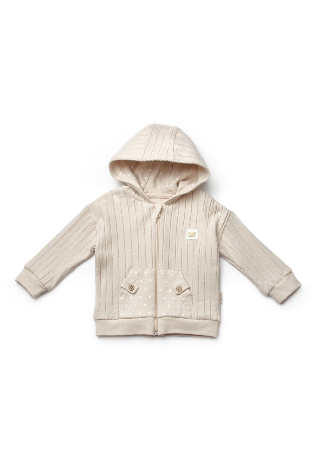 Organic Ribbed Polka Dot Zip-Up Jacket